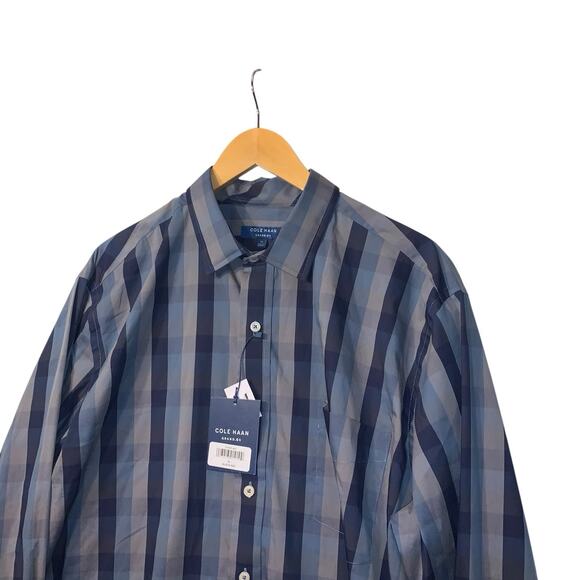 Cole Haan Mens Black Striped Long Sleeve Collared Button Up Dress Shirt Sz XL - Picture 5 of 10